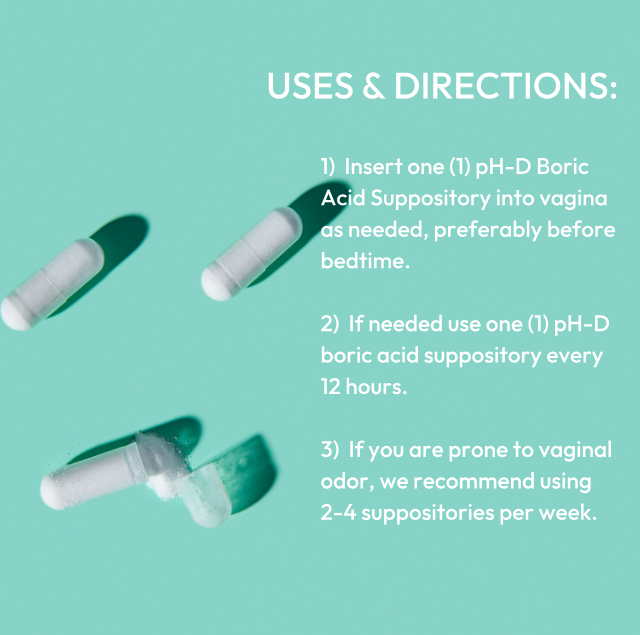 pH-D Boric Acid Vaginal Suppositories - 24 count